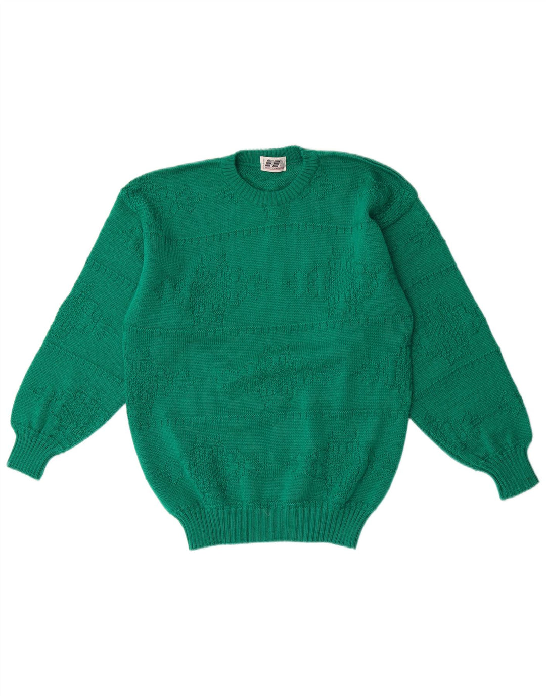 Maglione maglione girocollo da uomo VINTAGE verde medio