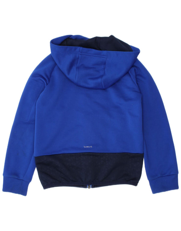 Maglione con cappuccio e zip Adidas Climalite da ragazzo 7-8 anni Blu Colourblock