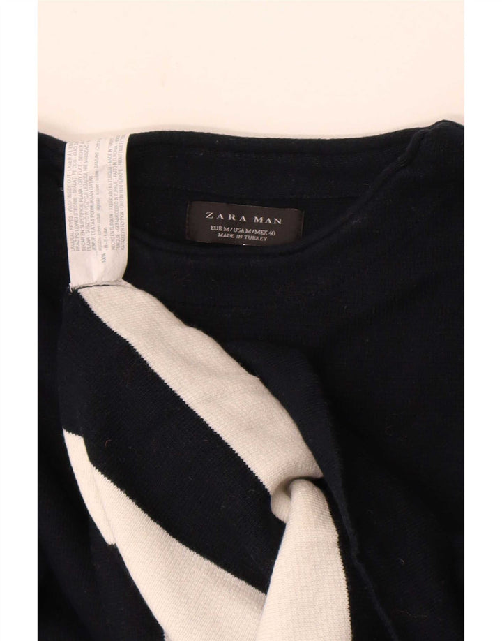 Maglione Zara da uomo con scollo a barca, cotone color block medio nero