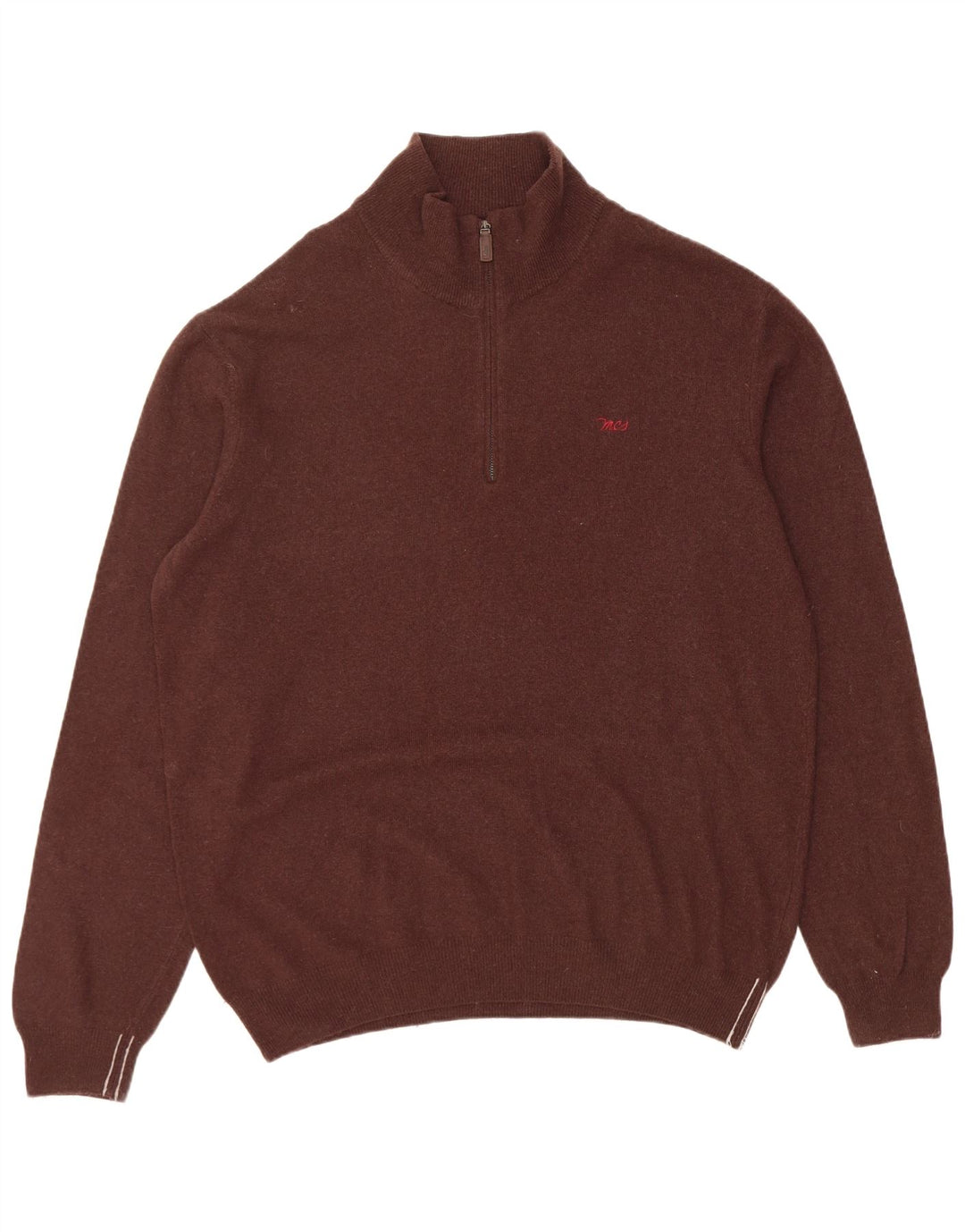 Marlboro Classics Maglione da uomo con zip e collo 2XL in lana marrone