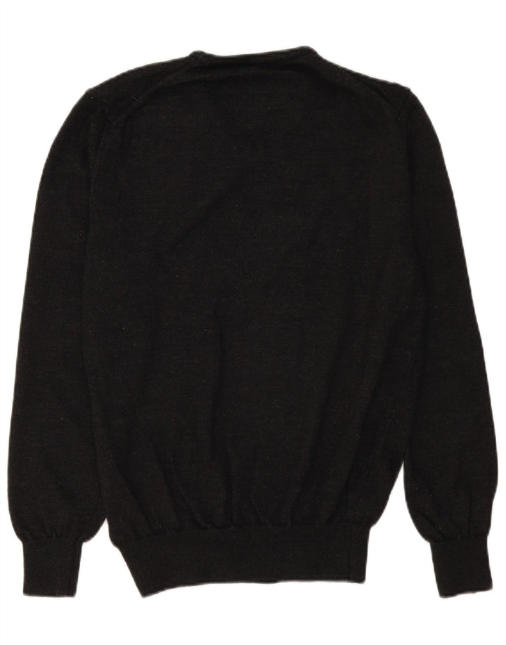 Maglione da uomo con scollo a V Calvin Klein, grande lana merino nera