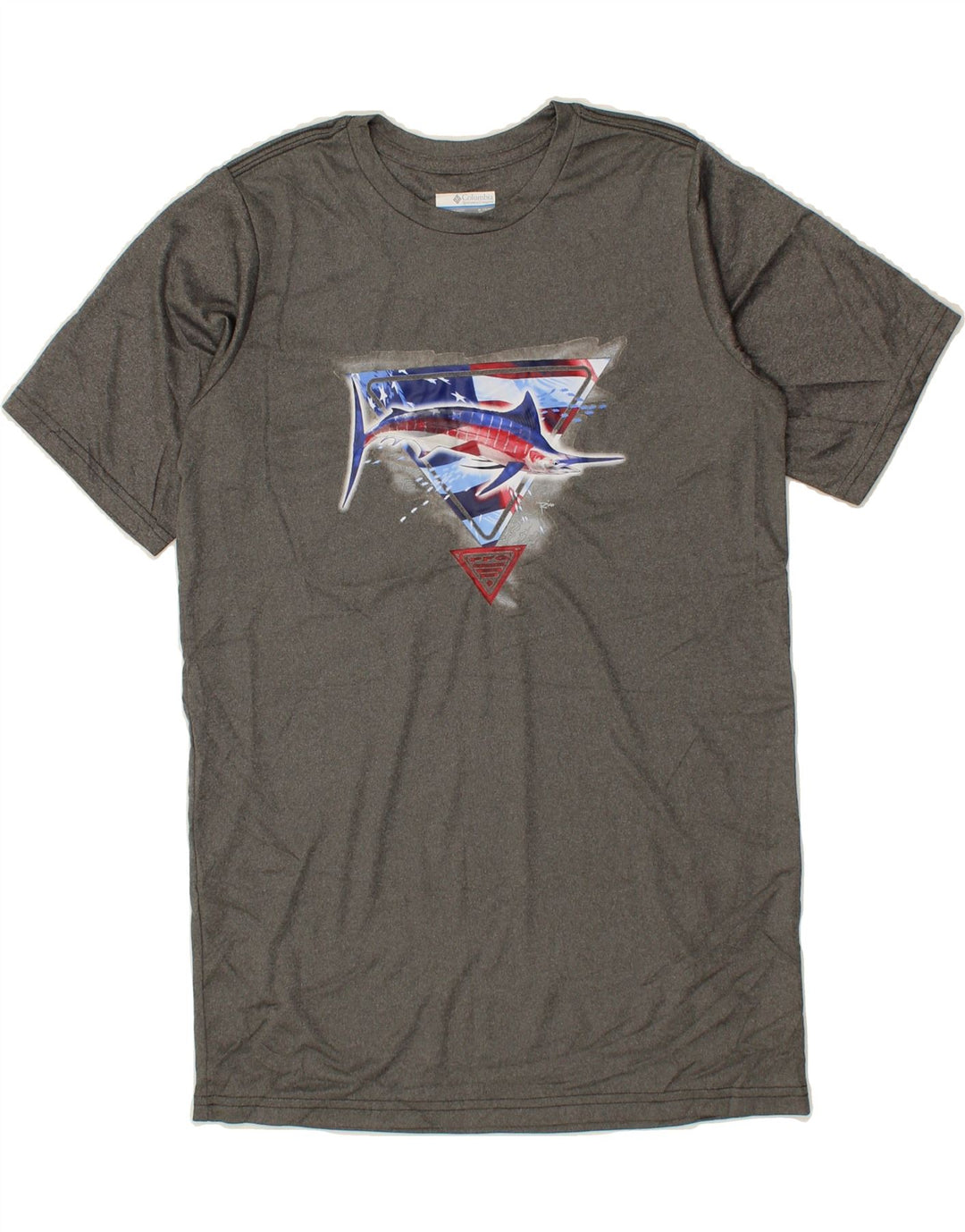 COLUMBIA Boys Graphic T-Shirt Top 15-16 Years XL Grey Polyester Vintage Columbia and Second-Hand Columbia from Messina Hembry 