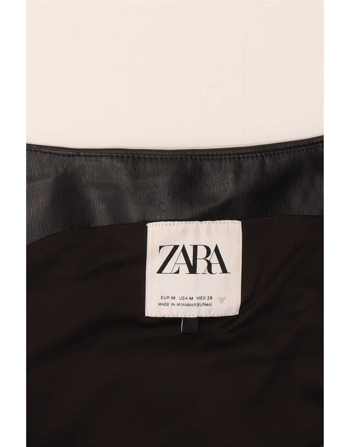Gilet in pelle da donna Zara UK 12 medio nero