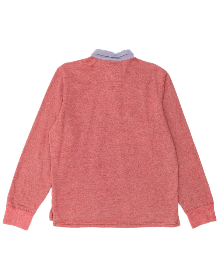 DOCKERS Polo da rugby da uomo a maniche lunghe in cotone rosso medio