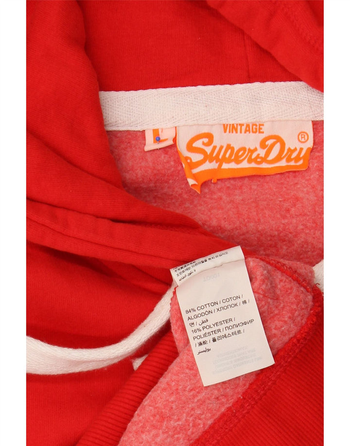 Felpa con cappuccio grafica da donna SUPERDRY UK 16 grande cotone rosso