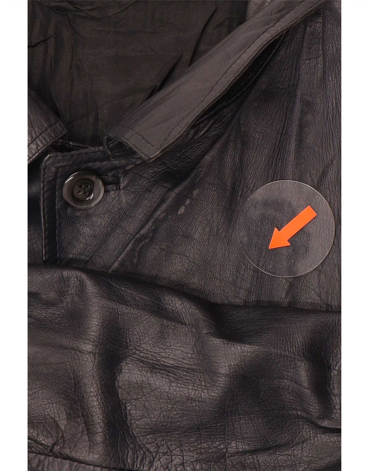 Giacca in pelle vintage da uomo UK 38 color block medio nero