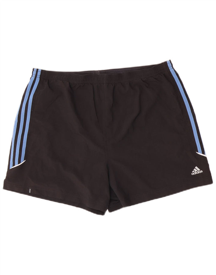 Pantaloncini sportivi Adidas da uomo grandi in poliestere color block nero