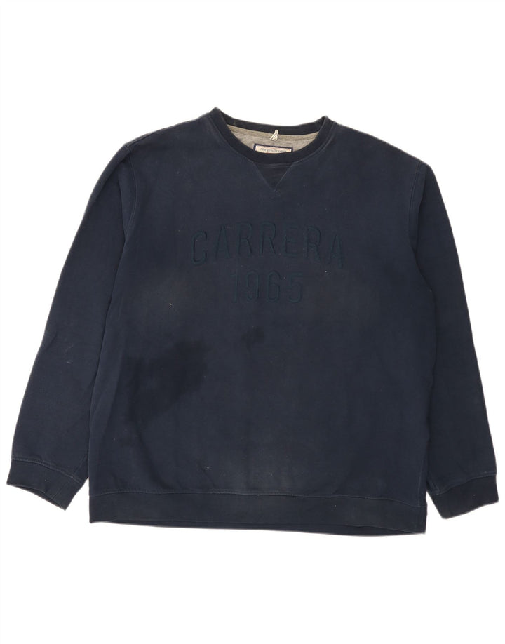 Felpa grafica da uomo Carrera 2XL cotone blu navy