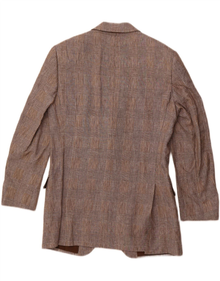 PAL ZILERI Giacca blazer da uomo a 2 bottoni IT 48 Lino a quadri grigio medio