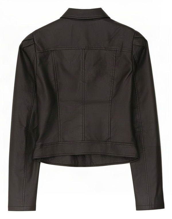 Giacca da motociclista da donna in ecopelle Lipsy UK 8 piccola poliestere nero
