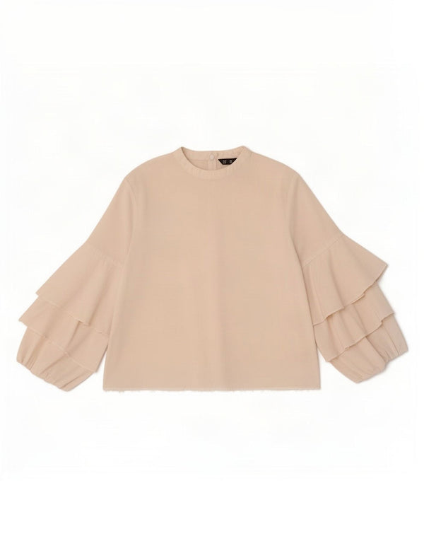 Zara Womens 3/4 Sleeve Blouse Top UK 4 XS White