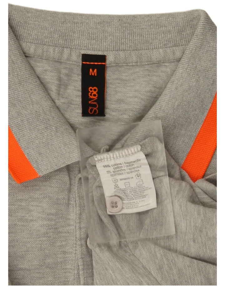 Polo da uomo Sun68 in cotone grigio medio