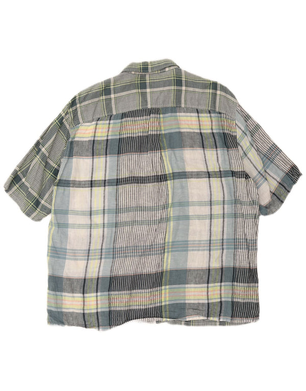 Camicia a maniche corte vestibilità casual da uomo Tommy Hilfiger 2XL Lino a quadri verde