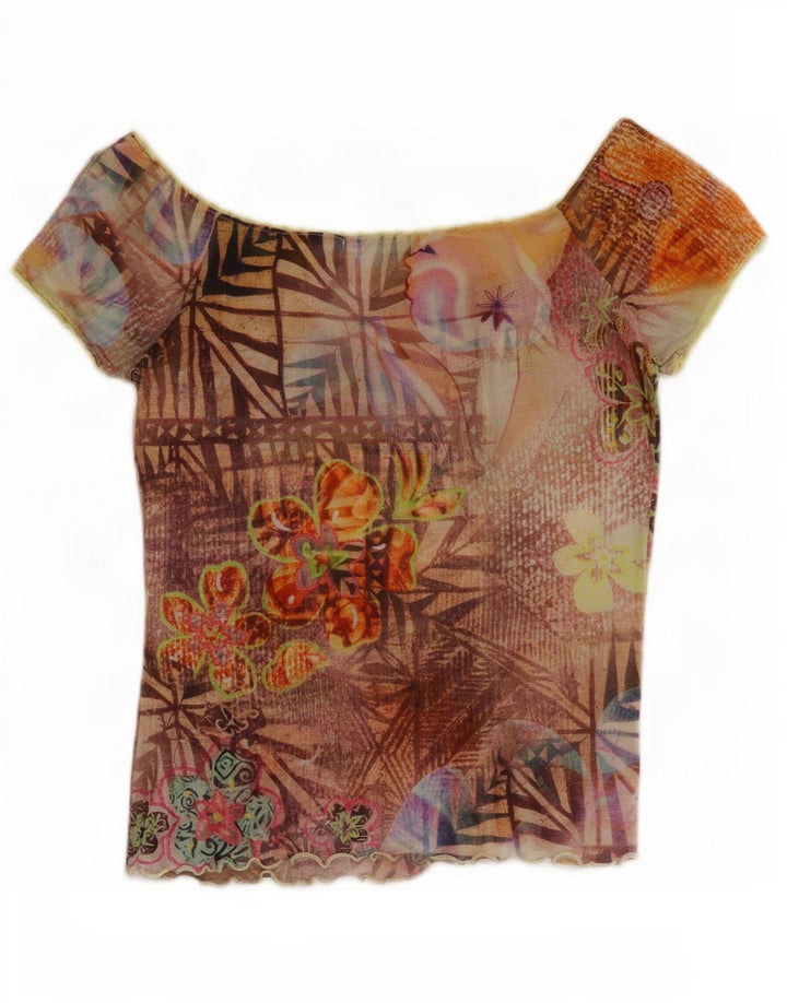 Muchacha Top da donna con spalle scoperte UK 12 Medio multicolore floreale