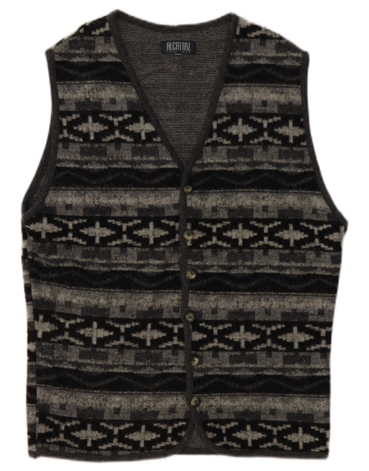 Maglione cardigan senza maniche da uomo Alcatraz piccolo grigio geometrico