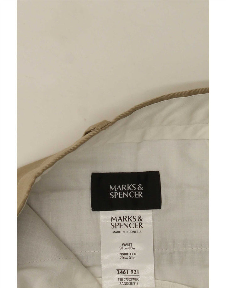 Pantaloni da abito con pegging da uomo Marks & Spencer W36 L31 Poliestere beige