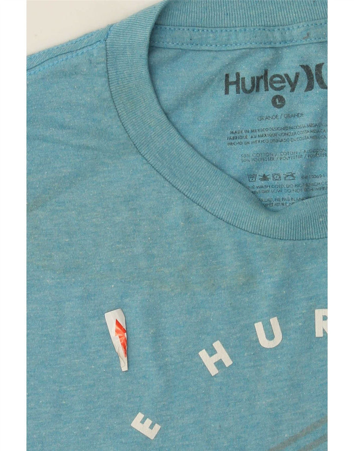 T-shirt grafica da uomo Hurley Top grande in cotone blu