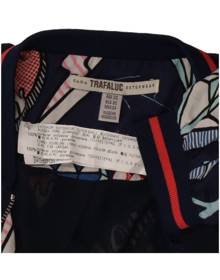 Giubbotto bomber ampio da donna Zara con motivo astratto UK 6 XS Blu navy