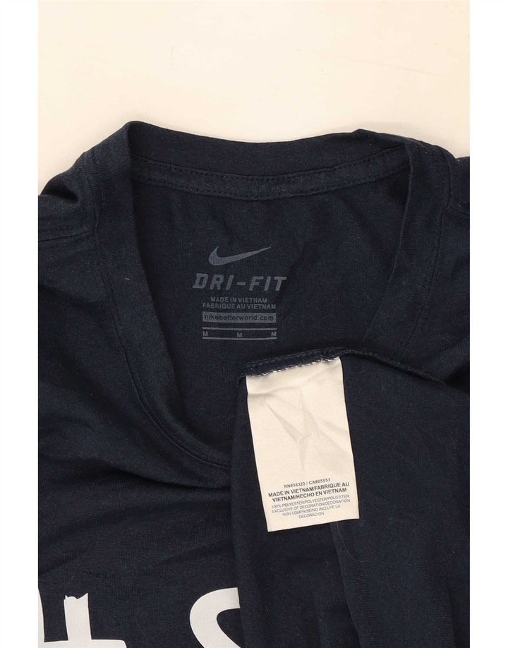 T-shirt grafica Nike da uomo Dri Fit Top medio in poliestere blu navy