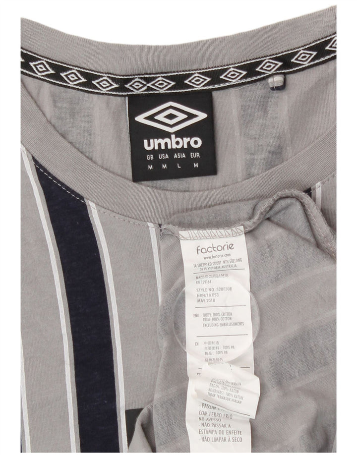 Top grafico da uomo Umbro a maniche lunghe in cotone a righe grigio medio