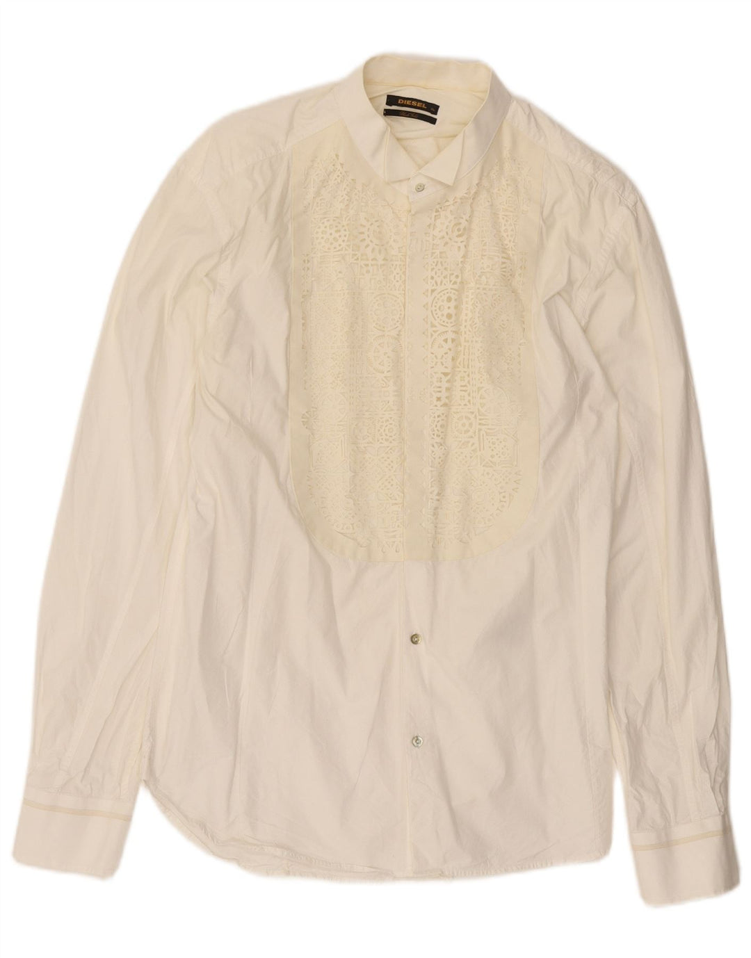 Camicia da smoking da uomo DIESEL XL in cotone geometrico bianco