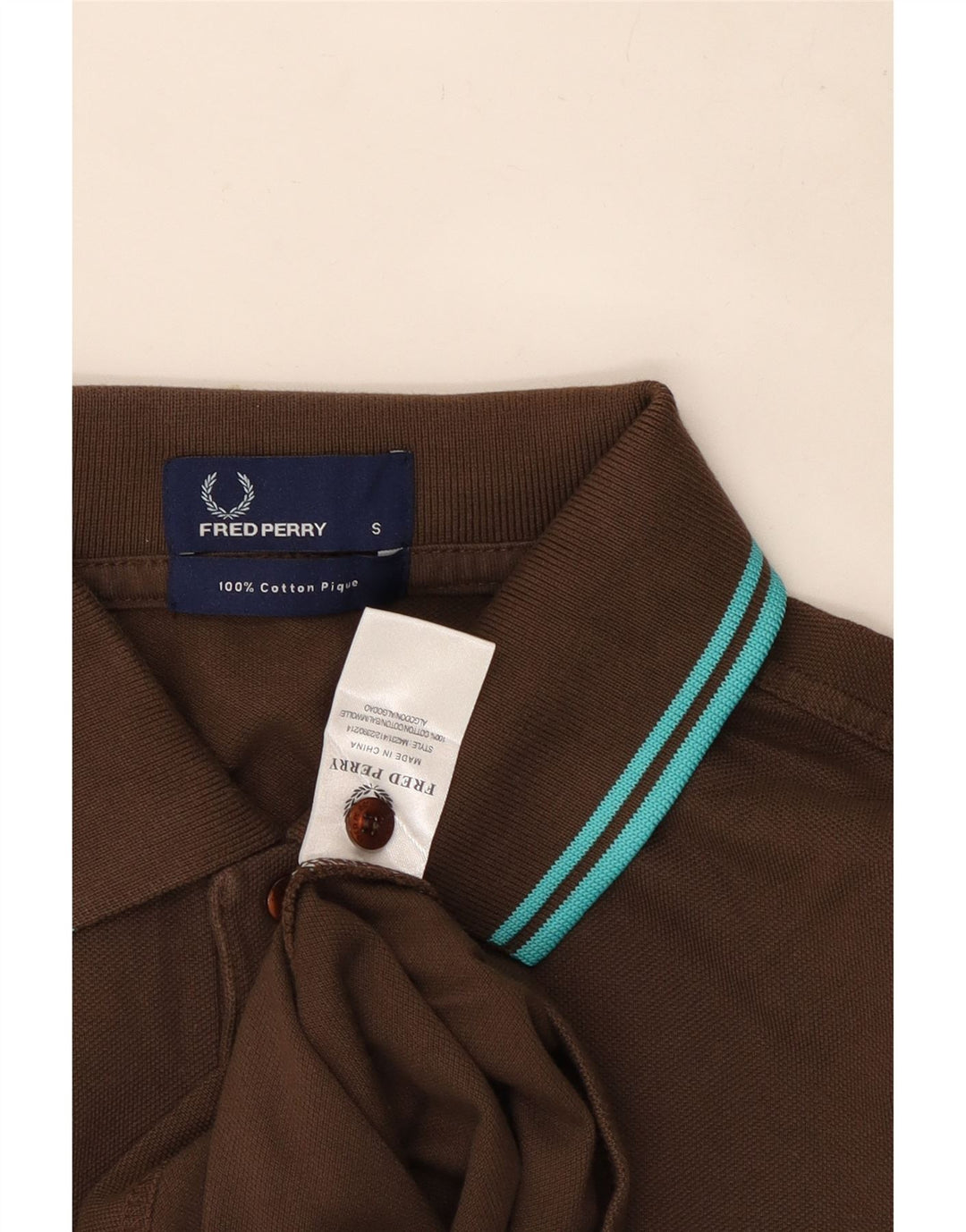 Polo a maniche lunghe da uomo Fred Perry piccola in cotone marrone