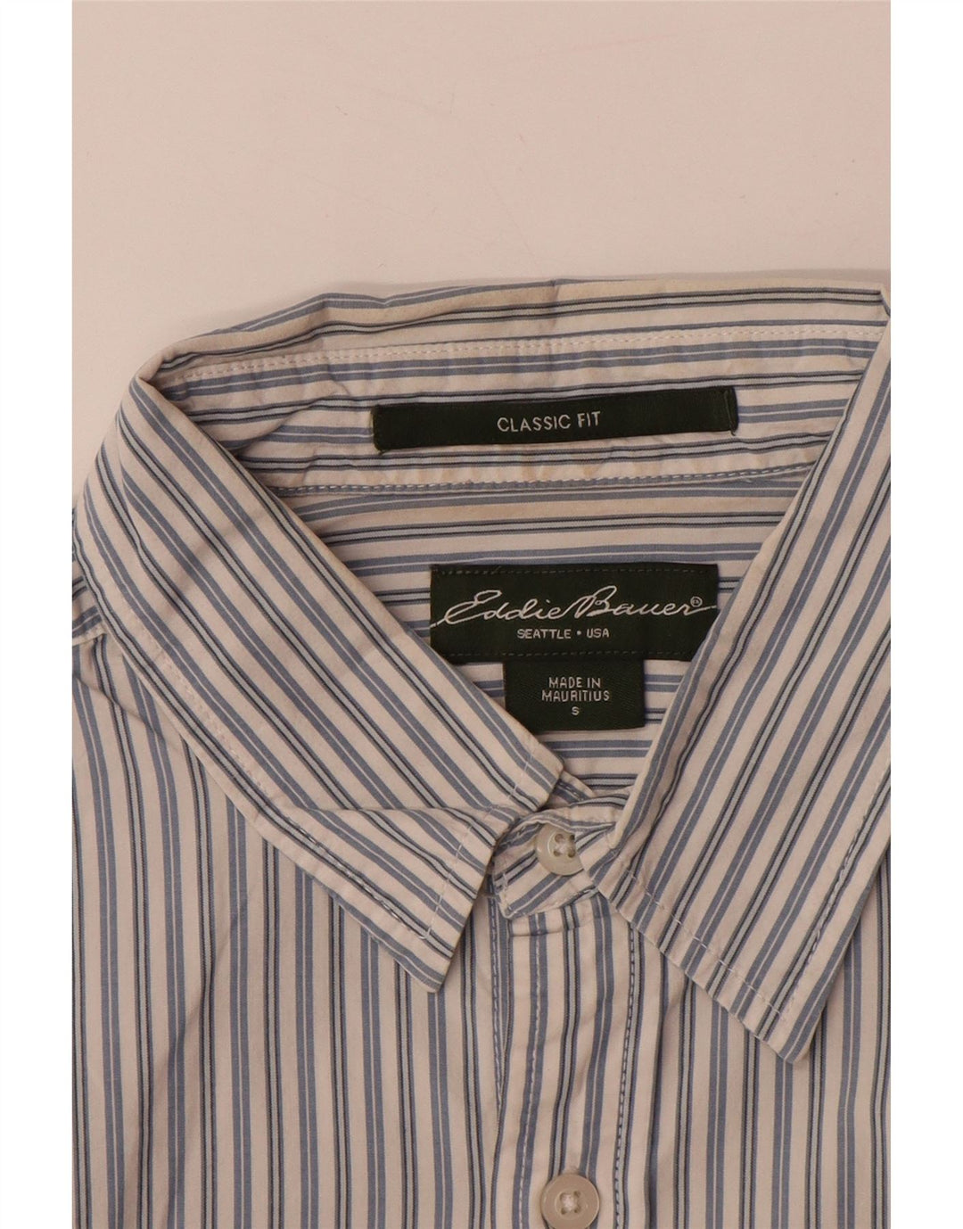 EDDIE BAUER Camicia da uomo classica vestibilità piccola cotone gessato blu