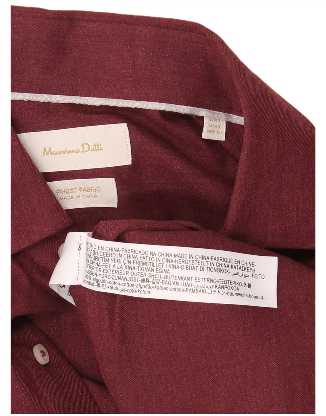 Camicia Uomo Massimo Dutti Piccola Bordeaux Cotone