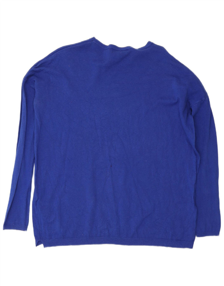 Maglione maglione oversize con scollo a barca da donna Zara UK 14 Cotone blu medio