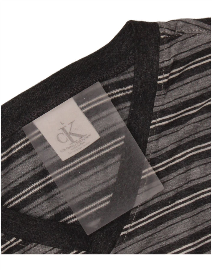 CALVIN KLEIN T-shirt da uomo Top grande in cotone a righe grigie