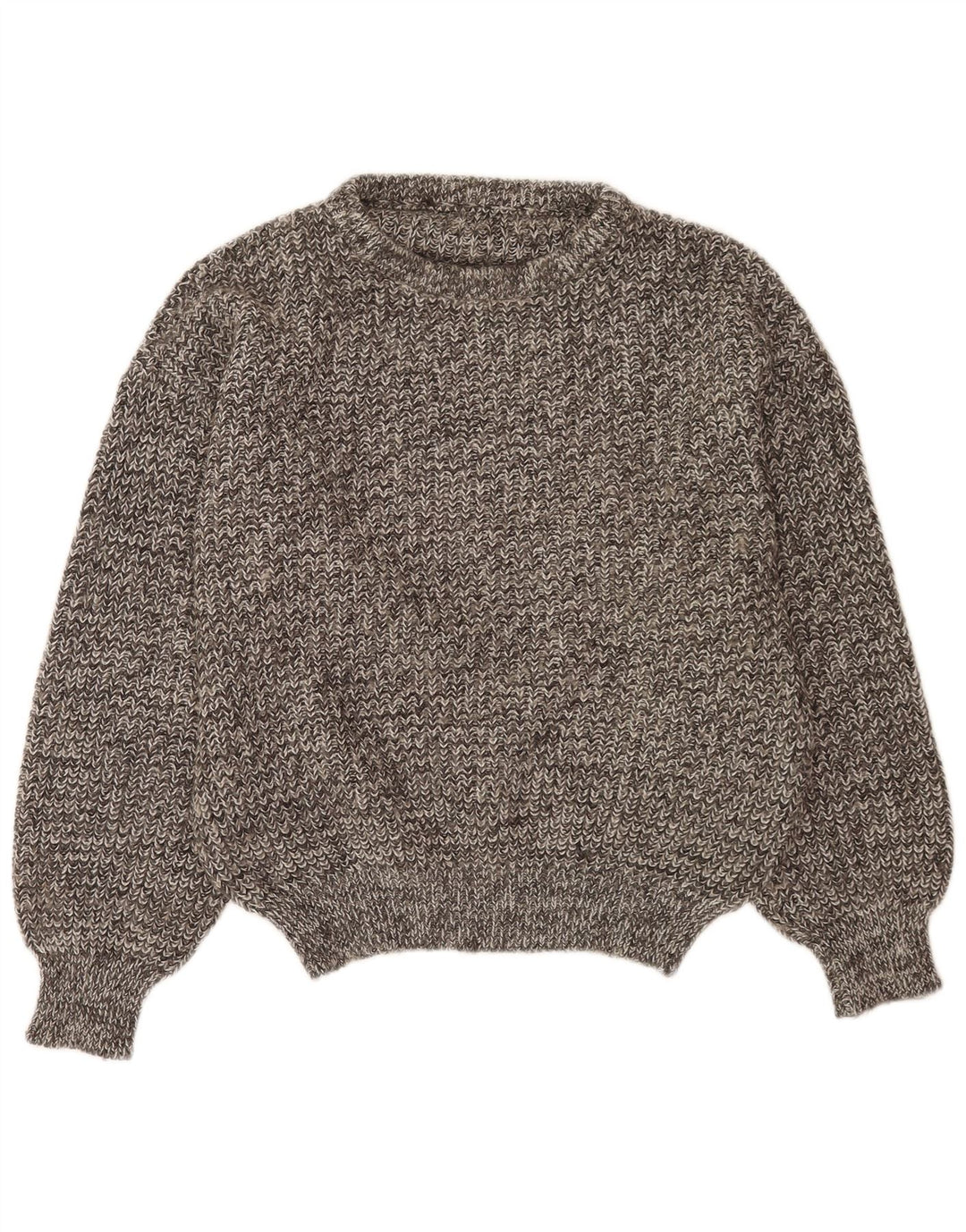 Maglione vintage da uomo con collo a bottoni, grande grigio screziato