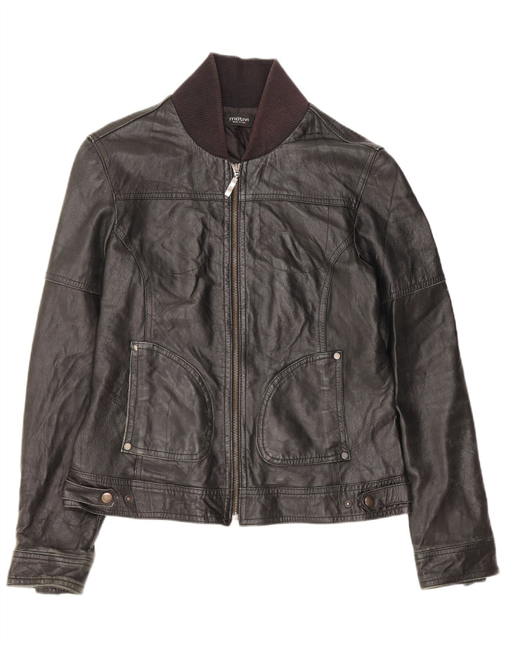 Giacca in pelle da donna MOTIVI UK 14 media nera