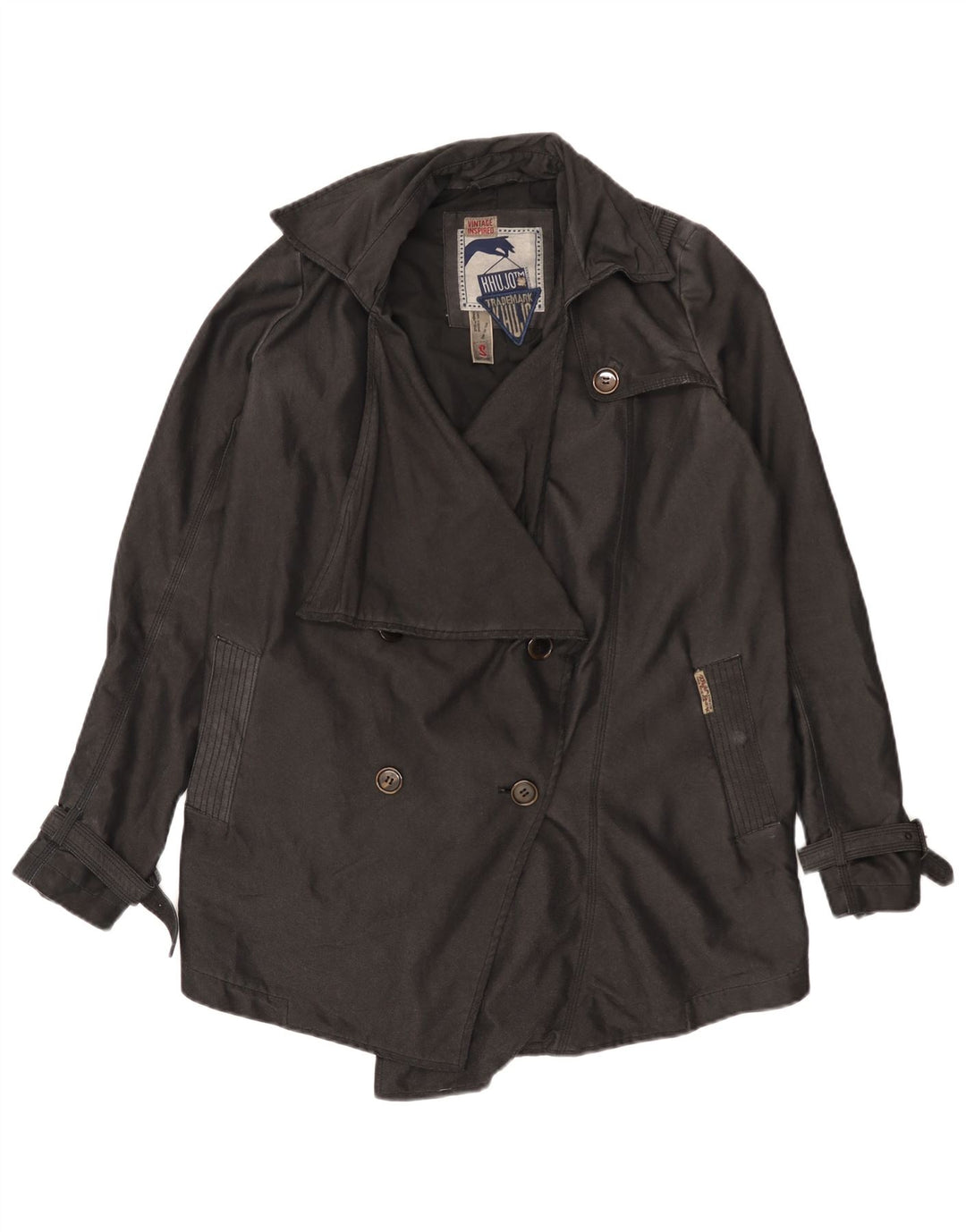 Trench oversize da donna KHUJO UK 10 piccolo poliestere nero