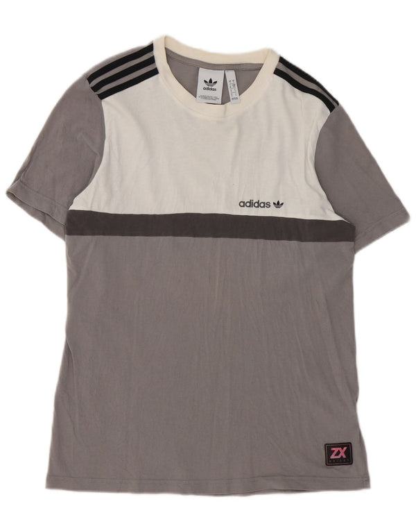 T-shirt Adidas da uomo Top Small in cotone color block grigio