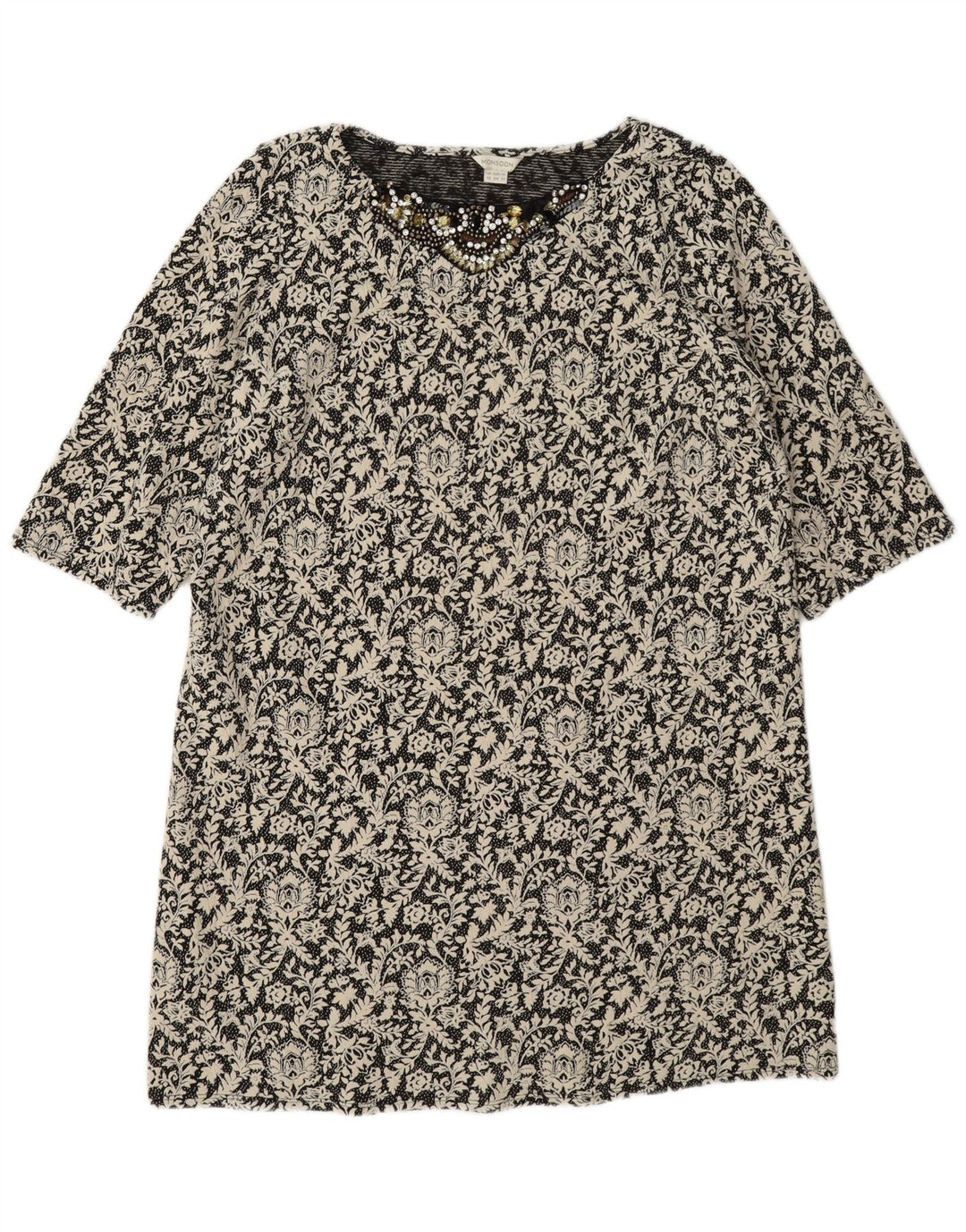 Abito a trapezio da donna Monsoon UK 16 Grande cotone floreale nero