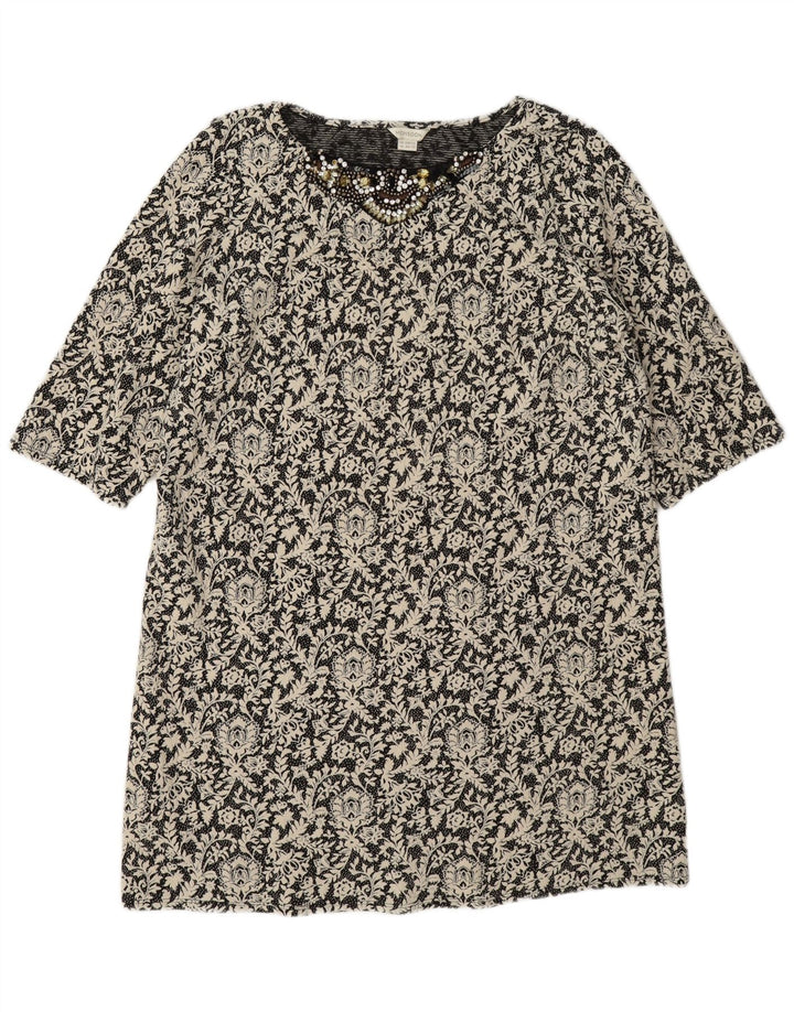 Abito a trapezio da donna Monsoon UK 16 Grande cotone floreale nero
