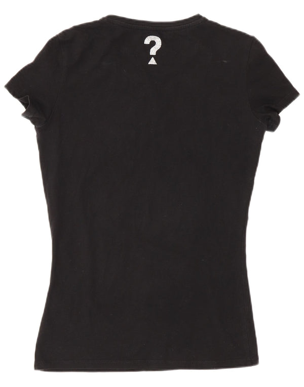 T-shirt grafica da donna Guess Top UK 6 XS cotone nero