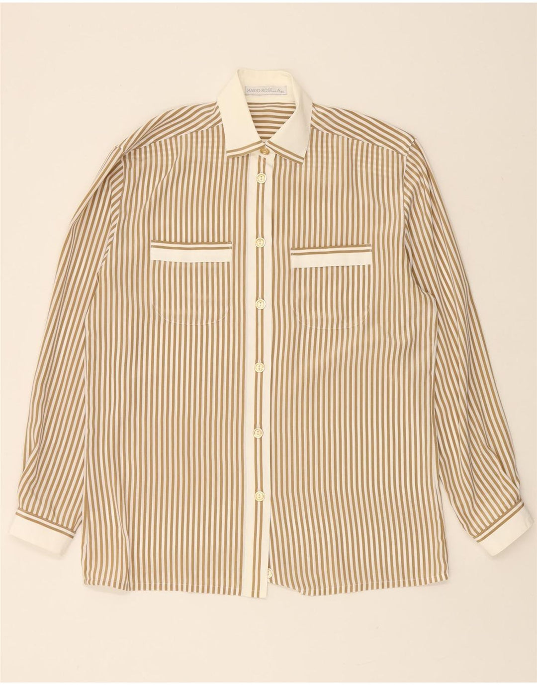 MARIO ROSELLA Womens Oversized Shirt Blouse EU 36 Small Brown Pinstripe Vintage Mario Rosella and Second-Hand Mario Rosella from Messina Hembry 