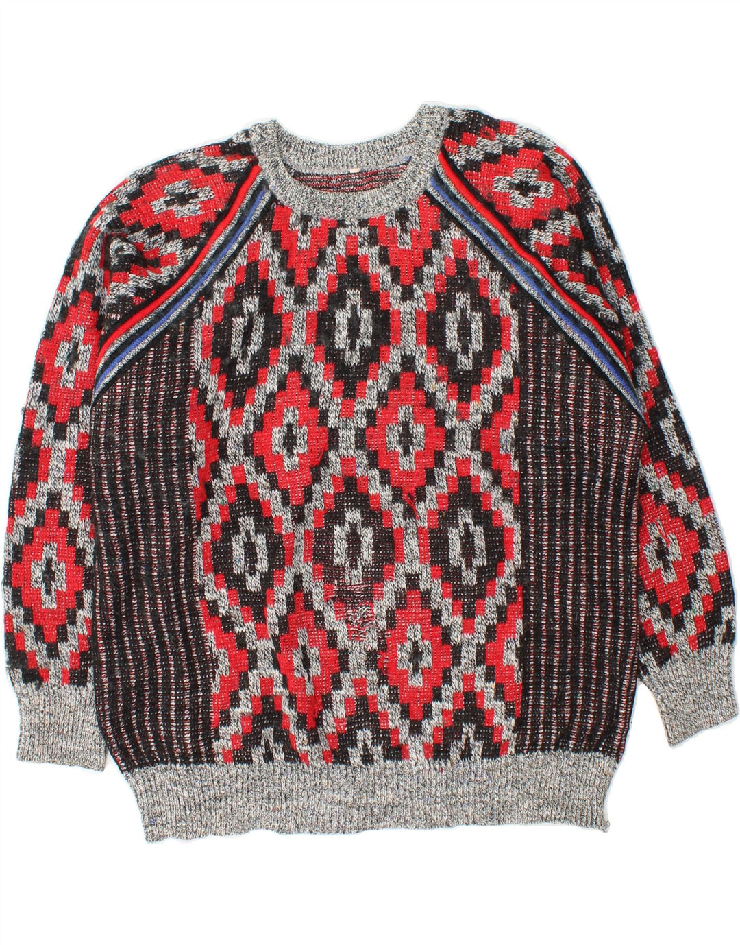 VINTAGE Mens Crew Neck Jumper Sweater XL Red Geometric Vintage Vintage and Second-Hand Vintage from Messina Hembry 