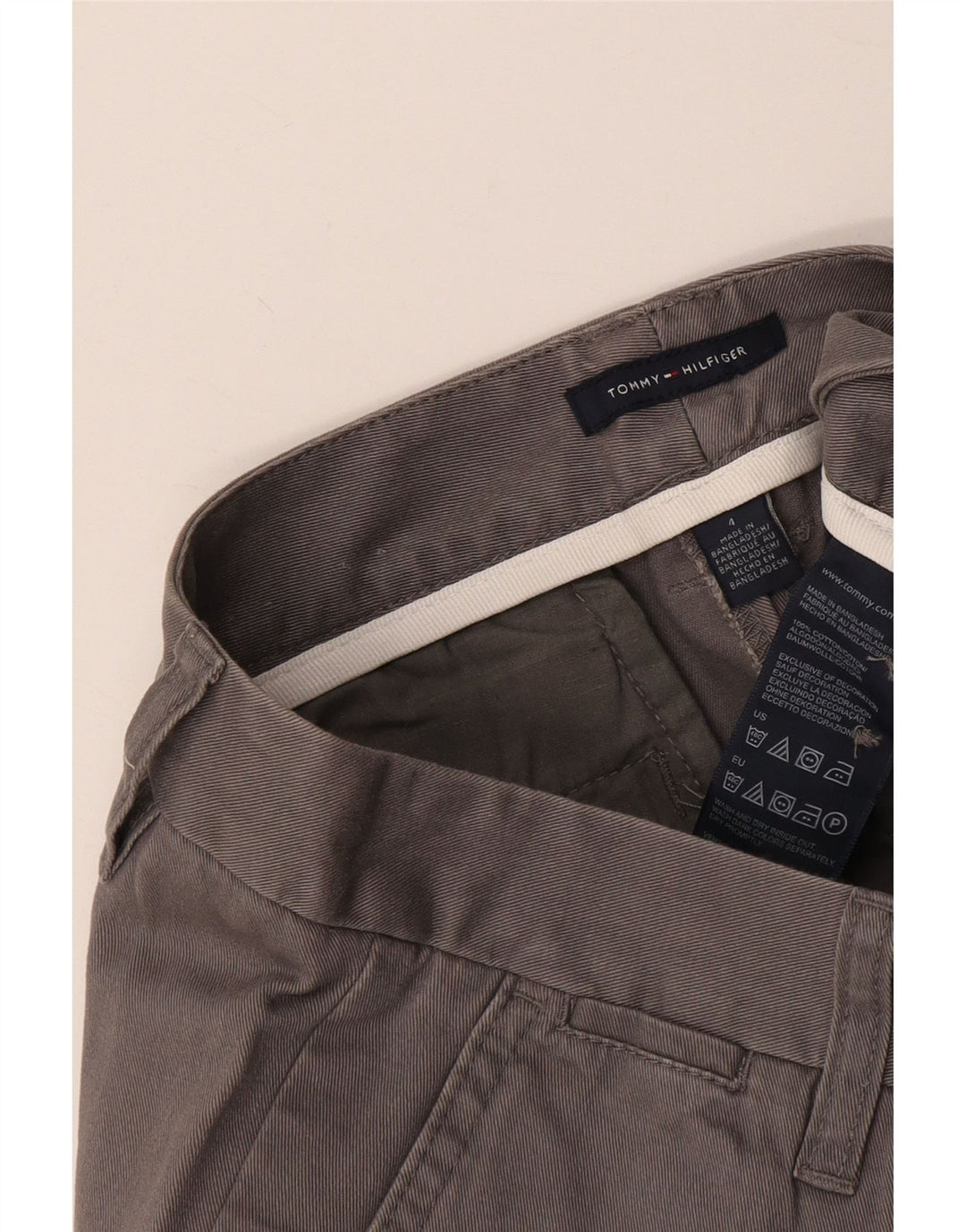 TOMMY HILFIGER Pantaloni corti dritti da donna US 4 Small W25 L22 Grigio