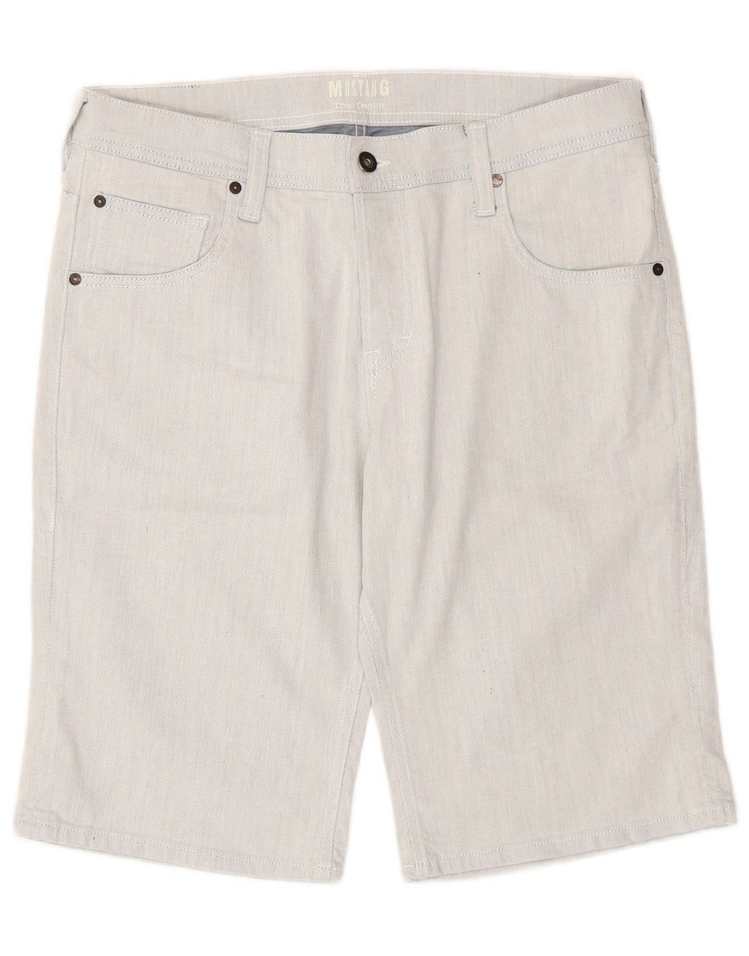 Pantaloncini di jeans da uomo Mustang W35 cotone a righe grandi blu