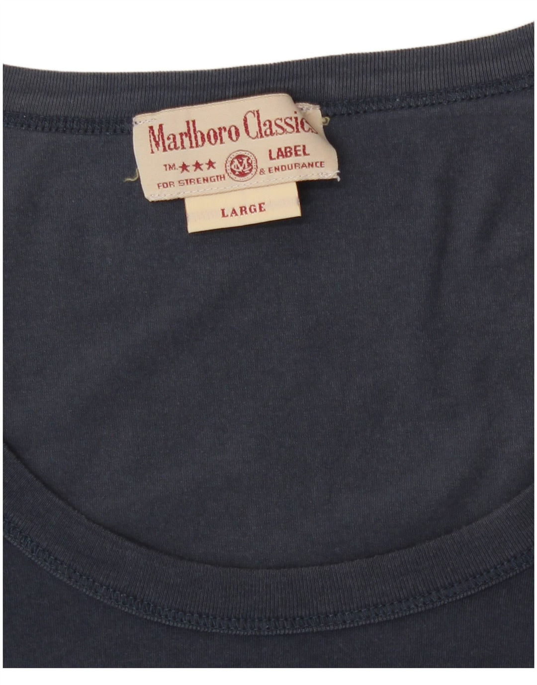 T-shirt grafica da donna Marlboro Classics Top UK 14 Large Blu Navy