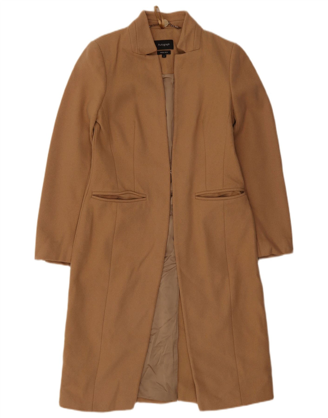 Cappotto autografo da donna Marks & Spencer UK 8 piccolo in lana marrone