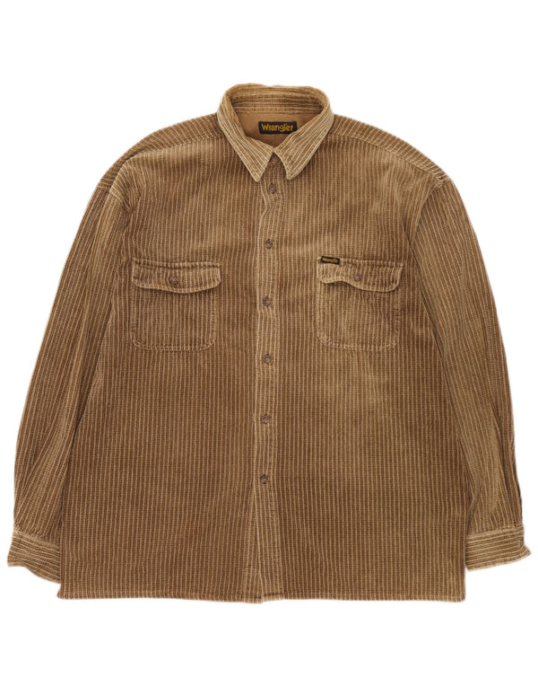 Camicia da uomo in velluto a coste Wrangler XL in cotone marrone
