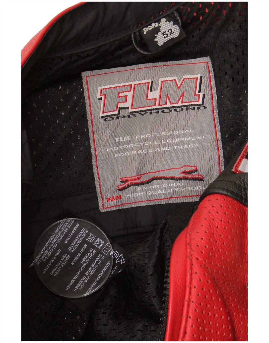 FLM Set da 2 pezzi con grafica moto da uomo IT 52 grande in pelle multicolore