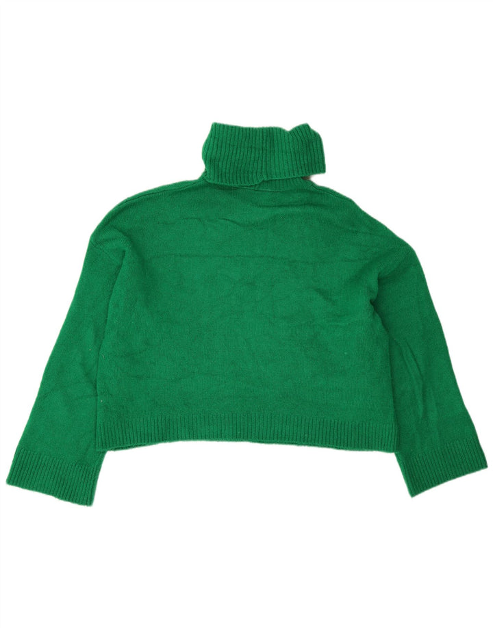 Maglione corto a collo alto oversize corto da donna Zara UK 10 piccolo verde