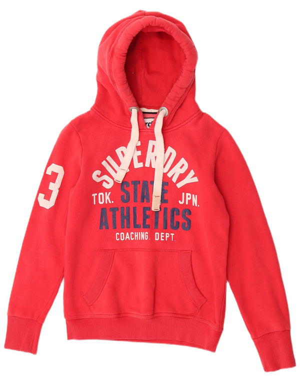 Felpa con cappuccio grafica da donna Superdry UK 10 Small Rosso Cotone