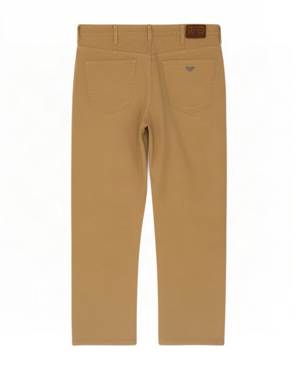 Pantaloni casual dritti da uomo Armani W38 L28 in cotone marrone
