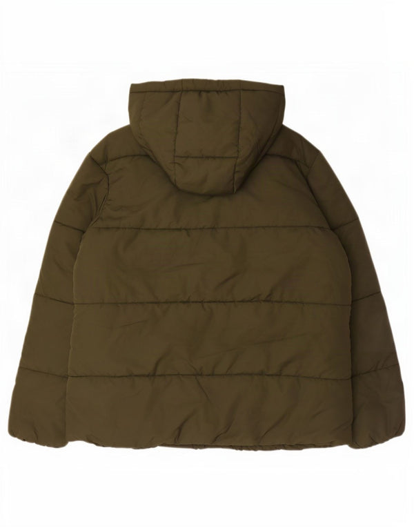 Giacca imbottita con cappuccio da donna Marks & Spencer UK 16 grande poliestere kaki