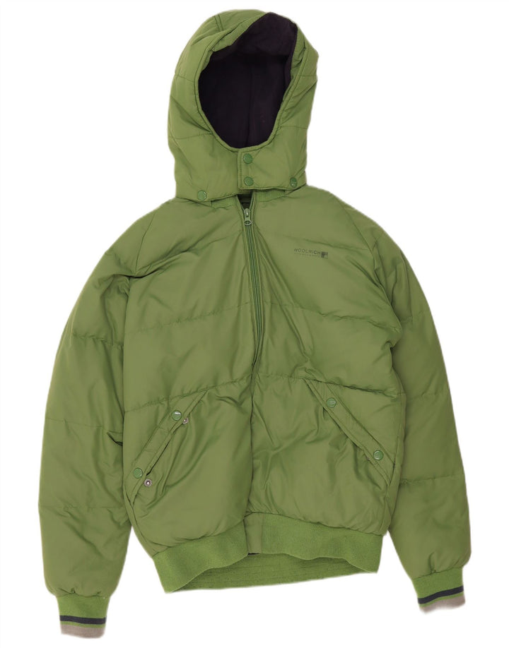 Giacca imbottita con cappuccio grafica per ragazzi Woolrich 13-14 anni Verde